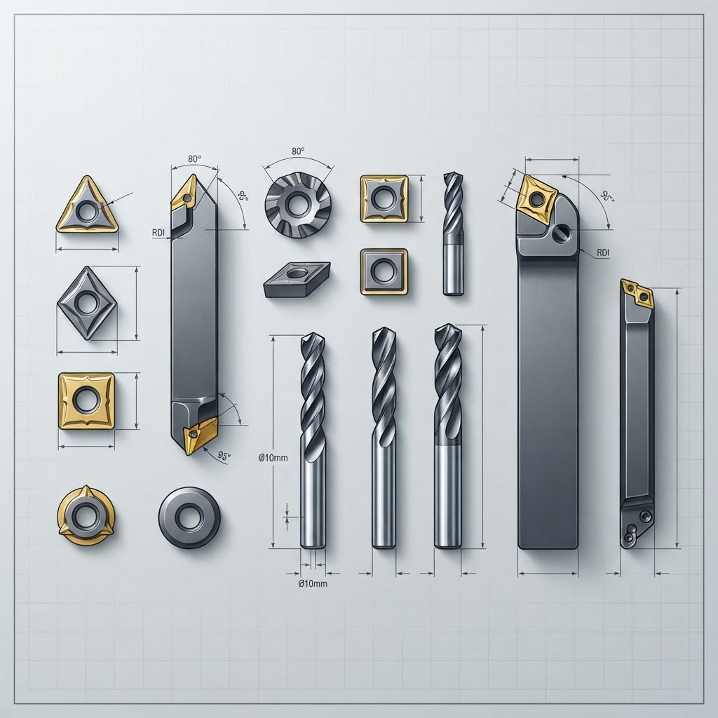 Technical drawing of tungsten carbide cutting tools