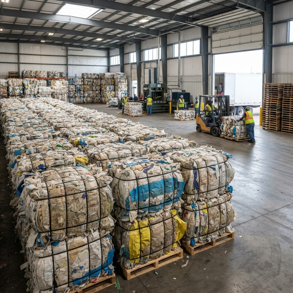 Compressed PP material bales